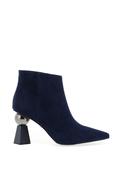 Loretta Vitale Suede Geometric Heeled Boots, Navy Blue image