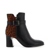 Lunar Leopard Printed High Heeled Ankle Boots, Black