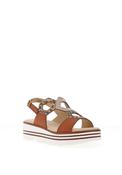 Lunar Jaslene Geo Shaped T Bar Platform Sandals, Tan image