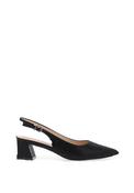 Lunar Milan Sling Back Diamante Encrusted Pumps, Black image