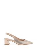 Lunar Milan Sling Back Diamante Encrusted Pumps, Gold image