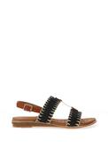 Lunar Jules Woven T Bar Sandals, Black image