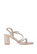 Lunar Toulouse Diamante Encrusted Strappy Heeled Sandals, Champagne Gold image
