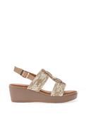 Lunar Jamie Woven T Bar Sandals, Beige image