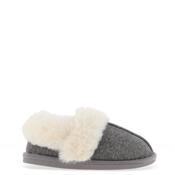 Lunar Ember Faux Fur Felt Slippers, Grey