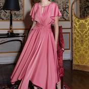 Maisonel Ruched Panel Handkerchief Hem Dress, Pink