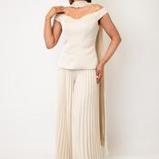 Maisonel Top Pleated Trousers and Scarf Co-Ord, Pearl