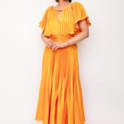 Maisonel Pleated A-Line Midi Dress, Orange image
