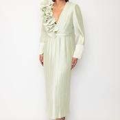 Maisonel Asymmetrical Shoulder Midi Dress, Lime Green image