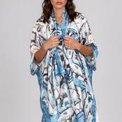 Malissa J Geometric Satin Cover Up and Pashmina Set, Blue