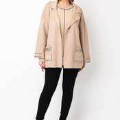 Malissa J One Size Stud Trim Cardigan, Beige