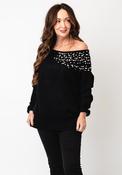 Malissa J One Size Embellished Off Shoulder Jumper, Black image