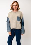 Malissa J Contrasting Knit Denim One Size Jumper, Stone image