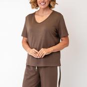 Malissa J One Size Relaxed Plain T-Shirt, Brown