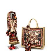 Malissa J Vintage Print Large Tote Bag Set, Beige Multi image