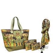 Malissa J Safari Print Large Weekender Bag Set, Green Multi