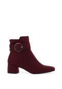 Marco Tozzi Buckle Detailed Low Block Heeled Boots, Wine image