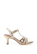 Marco Tozzi Metallic Leather Strappy Heeled Sandals, Gold image
