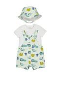 Mayoral Baby Boy Crocodile 3 Piece Dungaree Set, Green image