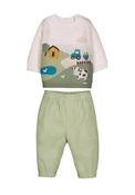 Mayoral Baby Boy Farmyard Jumper and Trouser Set, Green image