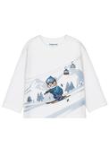 Mayoral Baby Boy Tiger Landscape Long Sleeve Top, White image