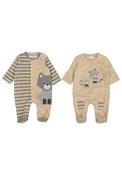 Mayoral Baby Boy Velour Set of Two Sleepsuits, Beige image