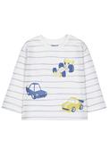 Mayoral Baby Boy Stripe Car Print Long Sleeve Top, White image