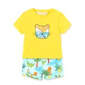 Mayoral Baby Boy Animal Print Tee and Short Set, Yellow