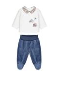 Mayoral Baby Boy Velour Car Top and Pant Set, Navy image