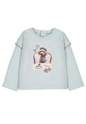 Mayoral Baby Girl Puppy Print Long Sleeve Top, Blue image