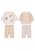 Mayoral Baby Girl Floral 4 Piece Top and Legging Set, Beige image