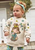 Mayoral Baby Girl Floral Long Sleeve Jumper Dress, Beige image
