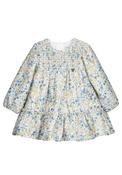 Mayoral Baby Girl Floral Velvet Feel Long Sleeve Dress, Blue Multi image