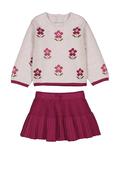 Mayoral Baby Girl Floral Knit Jumper and Skirt Set, Red image