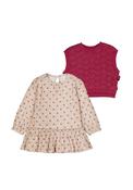 Mayoral Baby Girl Print Dress and Knit Vest Set, Beige Multi image