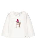 Mayoral Baby Girl Squirrel Long Sleeve Collar Top, Cream image