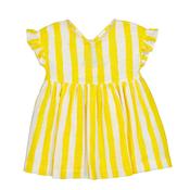 Mayoral Baby Girl Stripe Frill Sleeve Dress, Yellow