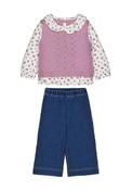 Mayoral Baby Girl Vest and Jean Set, Pink Multi image