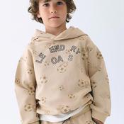 Mayoral Mini Boy Football Long Sleeve Hoodie, Beige