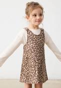 Mayoral Mini Girl Animal Print Pinafore and Top Set, Brown image