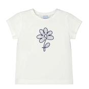 Mayoral Mini Girl Embroidery Floral Short Sleeve Tee, Off White