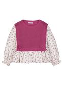 Mayoral Mini Girl Long Sleeve Bow Knit Vest Top, Pink image