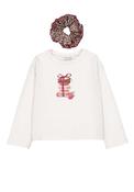Mayoral Mini Girl Macaroon Long Sleeve Top and Scrunchie Set, Cream image