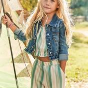 Mayoral Mini Girl Stripe Top and Trouser Set, Green