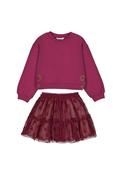 Mayoral Mini Girl Sweater and Skirt Set, Wine image