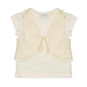 Mayoral Mini Girl Short Sleeve Tee and Vest Set, Cream