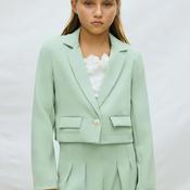 Mayoral Older Girl Long Sleeve Lapel Jacket, Green image