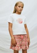 Mayoral Older Girl Feather print Skirt, Coral image