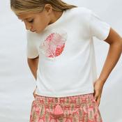 Mayoral Older Girl Feather Short Sleeve Tee, Cream