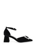 Menbur Embellished Buckle Block Heels, Black image